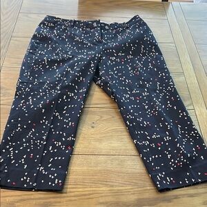 Navy blue Talbots Cropped Pants with Red and White bird  Pattern size 8P